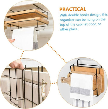 2Pcs Cabinet Door Organizer Iron Towel Rack Storage Double Layer for Kitchen and Bathroom Easy Installation No Drilling Required