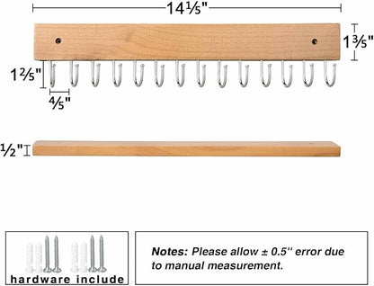 SCUNDA Wall Mounted Necklace Holder, Farmhouse Style Necklace Holder, Tangle Free Wall Jewelry Organizer with 28 Hooks(2 Packs,Natural)