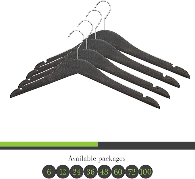 Slim Luxe Wood Top Hangers, Heavy Duty Pants Hangers, Skirt Hangers, Coat Hangers- Clothes Hangers - Non Slip, Slim and Space Saving Hanger. (Ash Grey, 100)