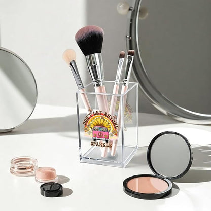 Don't Let Anyone Dull Your Sparkle Acrylic Makeup Brush Organizer Holder, Motivational Boho Vanity Desk Accessories for Home Office Decor, Inspirational Gifts for Women Girl Daughter Coworker