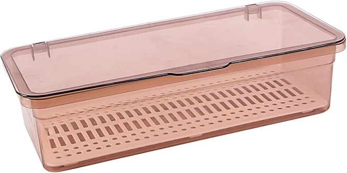 SHOWERORO Chopsticks Drain Storage Box with Lid Food Grade Plastic Kitchen Utensil Organizer and Tableware Holder for Dry Clean Chopstick and Cutlery Storage 11.02X5.12X2.76 Inches