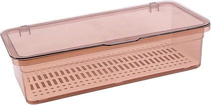 SHOWERORO Chopsticks Drain Storage Box with Lid Food Grade Plastic Kitchen Utensil Organizer and Tableware Holder for Dry Clean Chopstick and Cutlery Storage 11.02X5.12X2.76 Inches