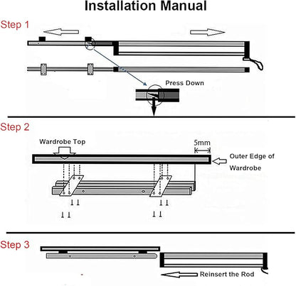 Valet Rod for Closet Pull Out, Adjustable Heavy Duty Steel Clothes Storage Hanger Rack Bar for Pants Coats (347mm/13.7inch)