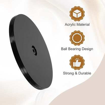 uxcell 1Pack Acrylic Lazy Susan Turntable, 7" Spinner Lazy Susan Turntable Organizer, Acrylic Ball Bearing Rotating Tray for Pantry Spice Rack Decorating, Black