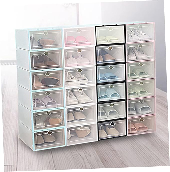 6pcs Stackable Shoes Storage Box Plastic Shoe Container for Men Sky-blue for Organizing Closet and Spaces