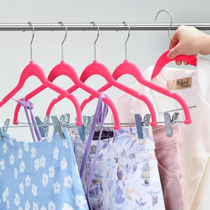 Home-it 10 Pack Clothes Hangers with clips - PINK Velvet Hangers - made for skirt hangers - Clothes Hanger - pants hangers - Ultra Thin No Slip