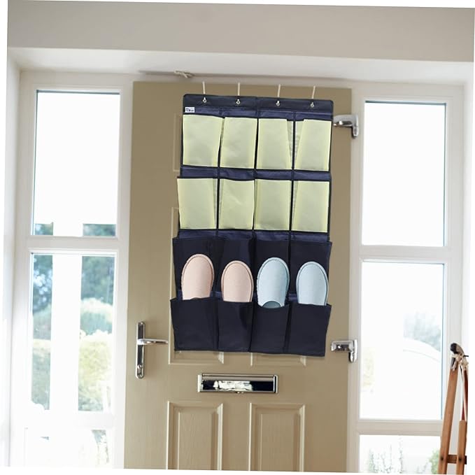 Door Shoe Organizer Closet Hanging Bag for Shoes Oxford Cloth Compartment Storage Pouch Rustic Modern Style