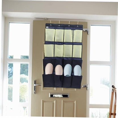 Door Shoe Organizer Closet Hanging Bag for Shoes Oxford Cloth Compartment Storage Pouch Rustic Modern Style