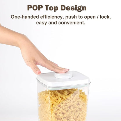 Melovom 8 Pcs Pop Food Storage Containers Airtight Food Storage Containers Set with Lids Kitchen Pantry Organization and Storage, 3.4Qt, 2.8Qt, 2.1Qt, 1.2Qt