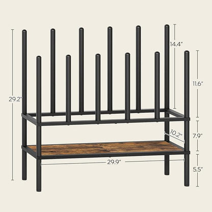 YATINEY Shoe and Boot Rack Organizer, Tall Boots Rack for Closet, Cowboy Shoes Storage, 3 Tier Shoe Racks Organizer Holds 10 Pairs, Black and Rustic Brown SS09BRY1