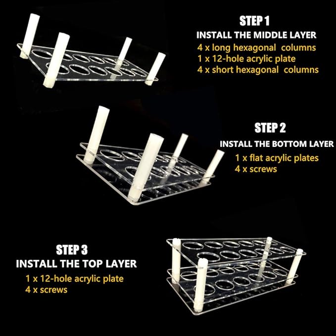 BOXIN 2-Pack Acrylic 2-in-1 Storage Rack, 12 Slots Each, Holds 10ml/15ml/20ml Essential Oils & Slim Lipsticks, Clear Desktop Vanity Organizer