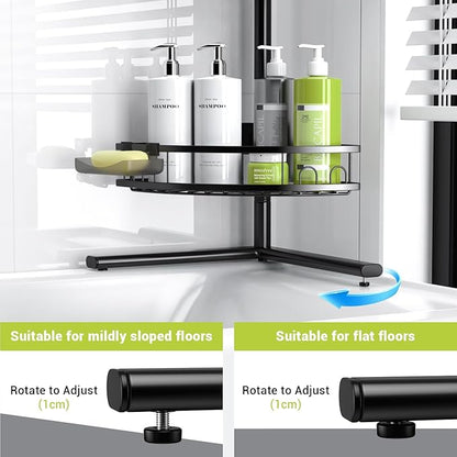 Aitatty Corner Shower Caddy Standing: 4-tier Rustproof Shower Organizer Shelf - Floor Shower Corner Shelf Rack Stand for Bathroom Black