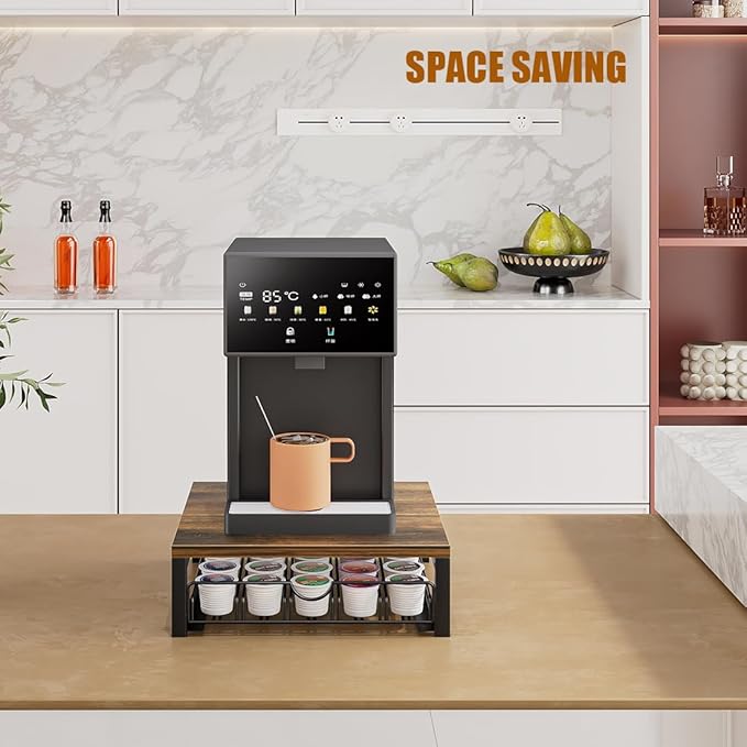 Coffee Pod Holder Drawer 1 Tier for K Cup Capsule Pods Storage Organizer Under Coffee Pot Storage Sliding Drawer (Black, 1 Tier)