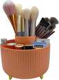 360 Rotating Makeup Brush Holder, Makeup Desk Organizer with 5 Slots Cosmetic Brushes Storage,Makeup Organizer for Vanity, Bedroom Decor, Bathroom Organizer (Orange)