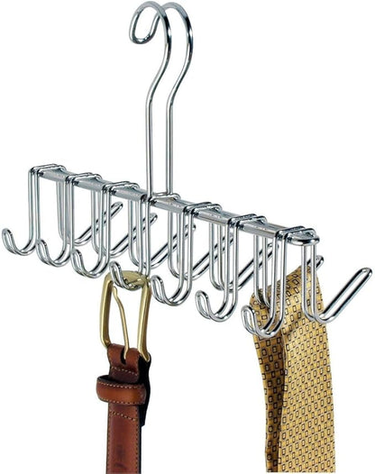 iDesign Classico Metal Tie Hanger, Hanging Closet Organization Storage Holder for Belts, Men's Ties, Women's Shawls, Pashminas, Scarves, Clothing, Accessories, Horizontal Rack