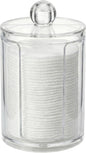10oz Clear Plastic Cotton Round Holder Organizer - Shatterproof Vertical Cotton Pad Dispenser Canister with Lid for Bathroom Vanity Storage, Apothecary Jar for Face Cleaning Pads & Skincare