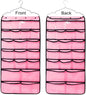Hanging Organizer Bag, Dual-Sided Space Saving Storage Holder with for Stockings Socks Underwear Jewelry Ties (42-Pockets) (Pink)
