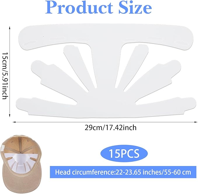 15pcs Baseball Cap Inserts for Shape, Hat Insert to Keep Shape, Universal Hats Inserts to Keep Shapes for Fitted Caps Ball Sports Caps and Home Store Display Stand White