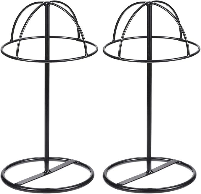 uxcell Metal Hat Display Stand 2 Pack Tabletop Hat and Wig Rack Holder Freestanding for Baseball Cap, Fedora Hat, Cowboy Hat - Black, 12 Inch