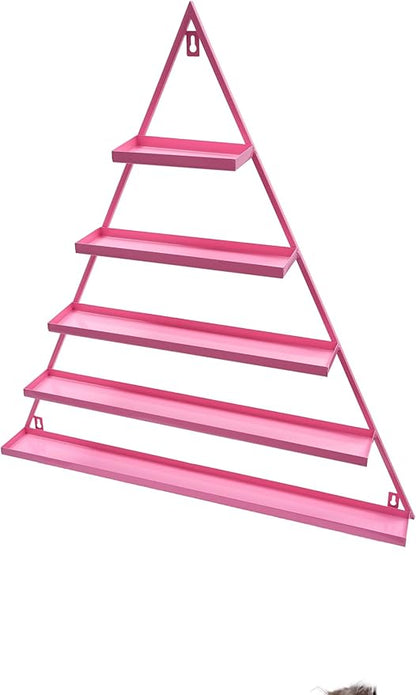Wall-Mounted Nail Polish Rack, Set of 6 Triangular Pink Nail Polish Shelf Lipstick Perfume Cosmetic Display Shelf for Home Spa Nail Salon Shop