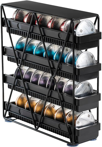 coffee Pod Holder 4 Tier Coffee Pod Holder For Countertop With 32 pods,Black 1pcs