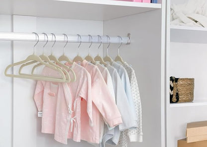 ManGotree Baby Velvet Clothes Hangers, Kids Toddler Children's Hangers for Clothes Space Saving Non-Slip (30 Pack, Beige)