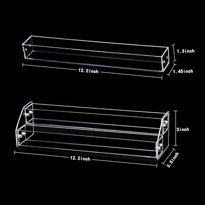 Acrylic Organizer Storage Case Brochure Display Holders for Essential Oil Cosmetic Dropper Bottle Condiment Nail Polish Paint Rack Shelves Fair Gifts Samples Showing Stand 2 Sets 2 Tiers Clear Plastic