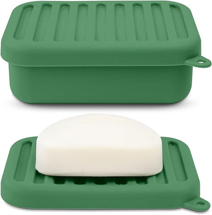 Superior Leak-Proof Silicone Travel Soap Case with Drainage Lid/Layer, Compact Bar Soap Container, Durable Soap Holder for Camping, Gym, and Travel Size Toiletries (Mint Green)
