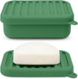 Superior Leak-Proof Silicone Travel Soap Case with Drainage Lid/Layer, Compact Bar Soap Container, Durable Soap Holder for Camping, Gym, and Travel Size Toiletries (Mint Green)