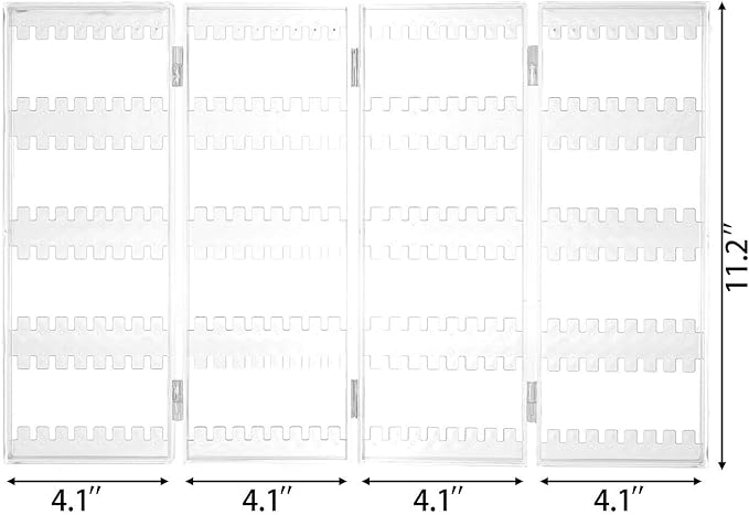Sooyee 4 Doors Foldable Necklace Hanging Jewelry Organizer Double Sided Stand Display & 5 Drawers,Dustproof Jewelry Rack Display, Clear