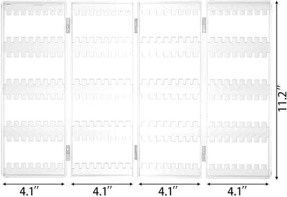 Sooyee 4 Doors Foldable Necklace Hanging Jewelry Organizer Double Sided Stand Display & 5 Drawers,Dustproof Jewelry Rack Display, Clear