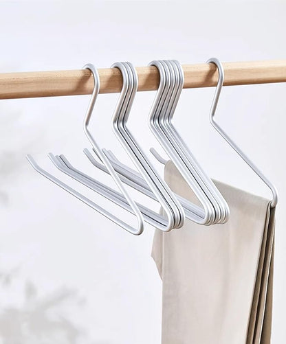 Premium Matte Silvery Aluminum Pants Hanger 10 Pack, 13.7” Extra Smooth & Durable Metal Shirt Dress Hanger,Aluminum Alloy Hanger,Clothing Support,Clothing Hang