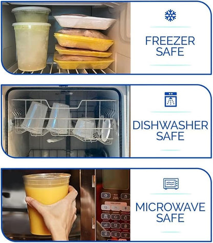 Healthy Packers Food Storage Containers with Airtight Lids (8 oz, 24 Pack) - Clear Plastic Food Storage Jars - Great for Your Slime Kit - BPA Free| Leakproof - Microwaveable - Reusable & Freezer Safe