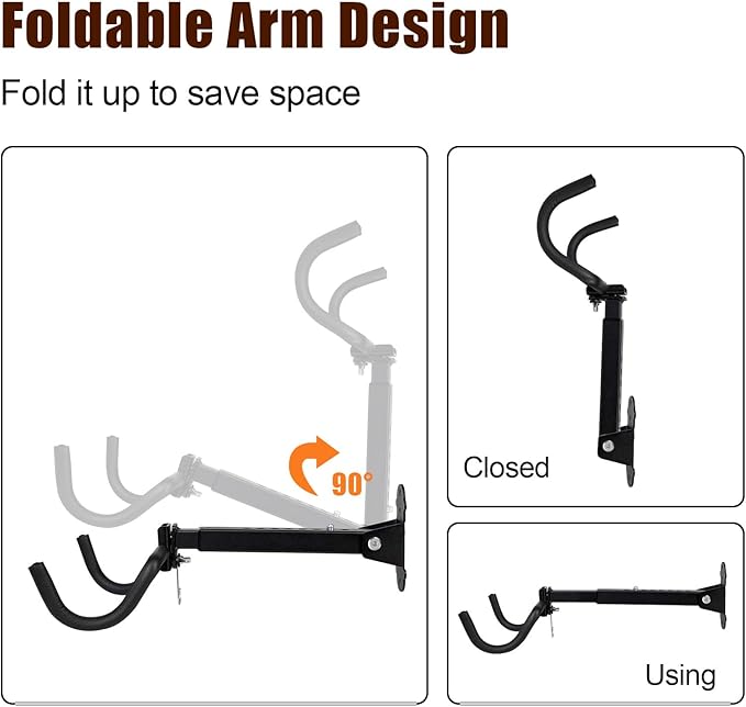 Qualward Bike Wall Mount Hanger, Garage Bike Rack for Indoor Bicycle Storage in Garage Home, Horizontal Bike Holder for Road Bikes, Mountain Bikes, Hybrid Bikes