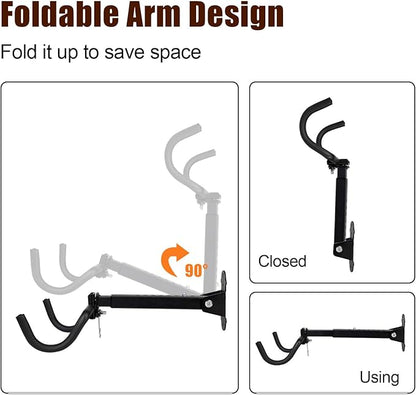Qualward Bike Wall Mount Hanger, Garage Bike Rack for Indoor Bicycle Storage in Garage Home, Horizontal Bike Holder for Road Bikes, Mountain Bikes, Hybrid Bikes