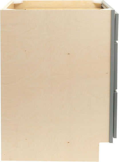 Quicklock RTA (Ready-to-Assemble) | Base Kitchen Cabinets - Shaker Style | Made in America (Magnetic Gray, 24" W x 34.5" H x 24" D 3 Drawer Pots and Pans)