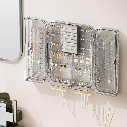Hanging Jewelry Organizer for Wall, Door, Closet, Damage-Free Simple Dust Proof Jewelry Storage Box Casefor Earrings, Necklaces, Rings