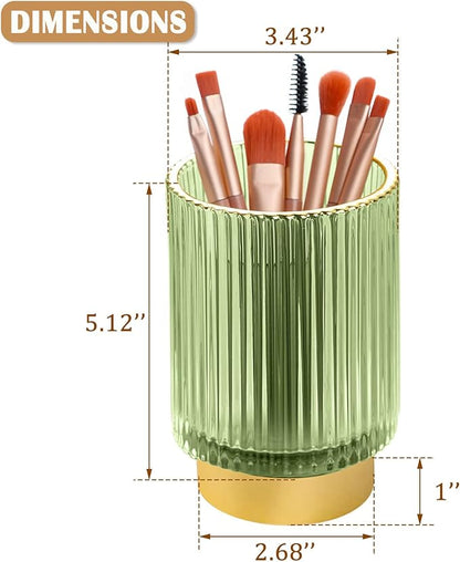 WHJY Makeup Brush Holder Lipstick Organizer Cosmetic Organizer, 5 inch Clear Green Crystal Lipgloss Organizers for Vanity