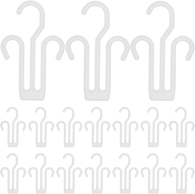 Mikikit 20pcs Plastic Shoe Hanging Hooks Slipper Organizer Thickened White Shoe Drying Racks for Home Closet Door Storage and Mall Display