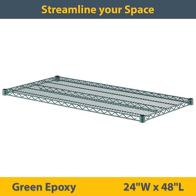 2 Pack Green Additional Wire Shelf for 24"x48" NSF Shelving Units, Replacement Shelves for Wire Rack