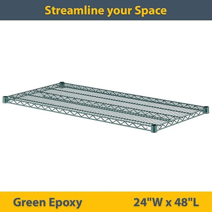 2 Pack Green Additional Wire Shelf for 24"x48" NSF Shelving Units, Replacement Shelves for Wire Rack