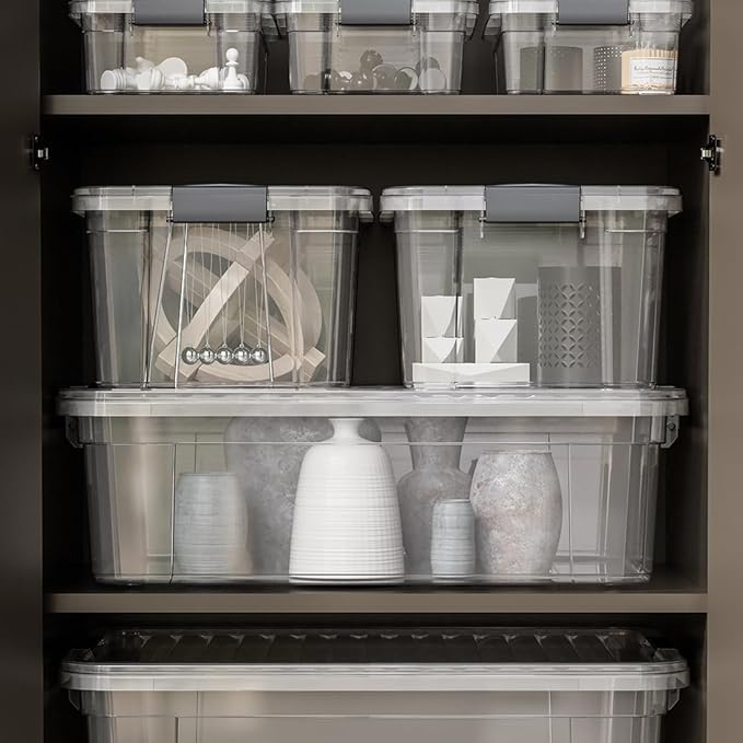 Superio Small Clear Plastic Storage Bin with Lid, 11 Qt, Non-Toxic, BPA Free, Odor Free, Organizer Storage Box, Stackable Plastic Tote for Home, Garage, School, and Office