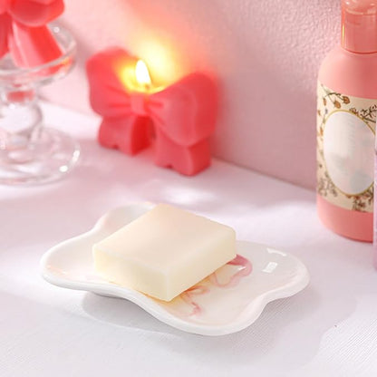 Pink Bow Girls Soap Dish Bathroom Decor Coquette Ceramic Cleaner Dish Bow Soap Holder Aesthetic Preppy Room Decor Saver Tray for Kitchen Sink Bathroom Baby Shower Wedding Gift, Easy Cleaning