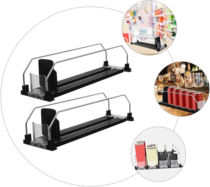Levemolo 2pcs Fridge Drink Pusher Machine Automatic Beverage Organizer Soda Can Organizer for Refrigerator