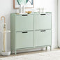 Haotian Green Shoe Cabinet with 4 Flip-Drawers, Narrow Freestanding Shoe Rack, Slim Shoe Organiazer for Entryway Hallway Mudroom(7.5" D x 39.4" W x 35.8" H) FSR100-GR