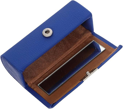 Beavorty Womens Wallet PU Leather Lipstick Case with Mirror Lipstick Holder Portable Organizer Travel Cosmetic Containers for Gloss Blue Womens Wallets