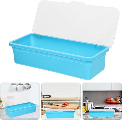 VOSAREA Plastic Cutlery Organizer Tray Lid Kitchen Utensil Storage Transparent Design for Easy Visibility Non- Base for Countertop Use