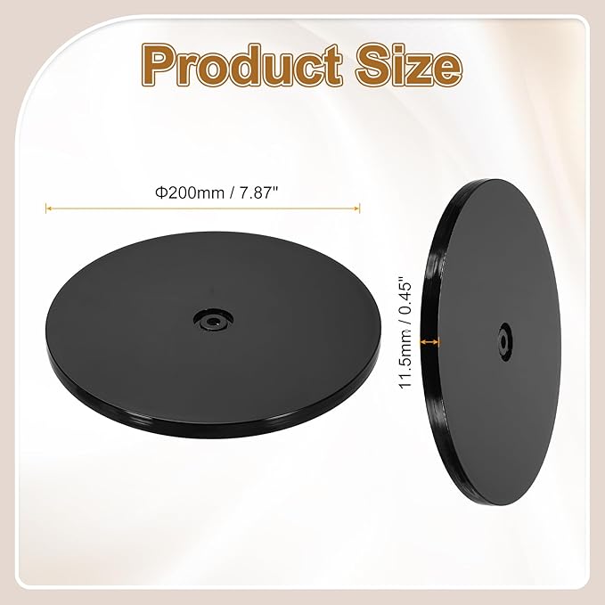 uxcell 1Pack Acrylic Lazy Susan Turntable, 8" Spinner Lazy Susan Turntable Organizer, Acrylic Ball Bearing Rotating Tray for Pantry Spice Rack Decorating, Black