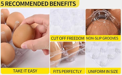 100 pc clear plastic Egg Cartons Cheap Bulk, 12 grid Reusable Eggs Carton Bulk, clear Large egg cartons,It Can Hold 2.3 oz of eggs Perfect for Family, Farm, Markets.(3x4 egg cartons)
