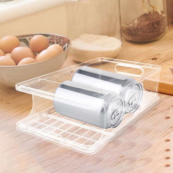 Levemolo Refrigerator Can Organizer Bin Stackable Rolling Beverage Holder for Easy Access Space-saving Drink Storage for Cans and Bottles for Fridges Pantries and Cabinets